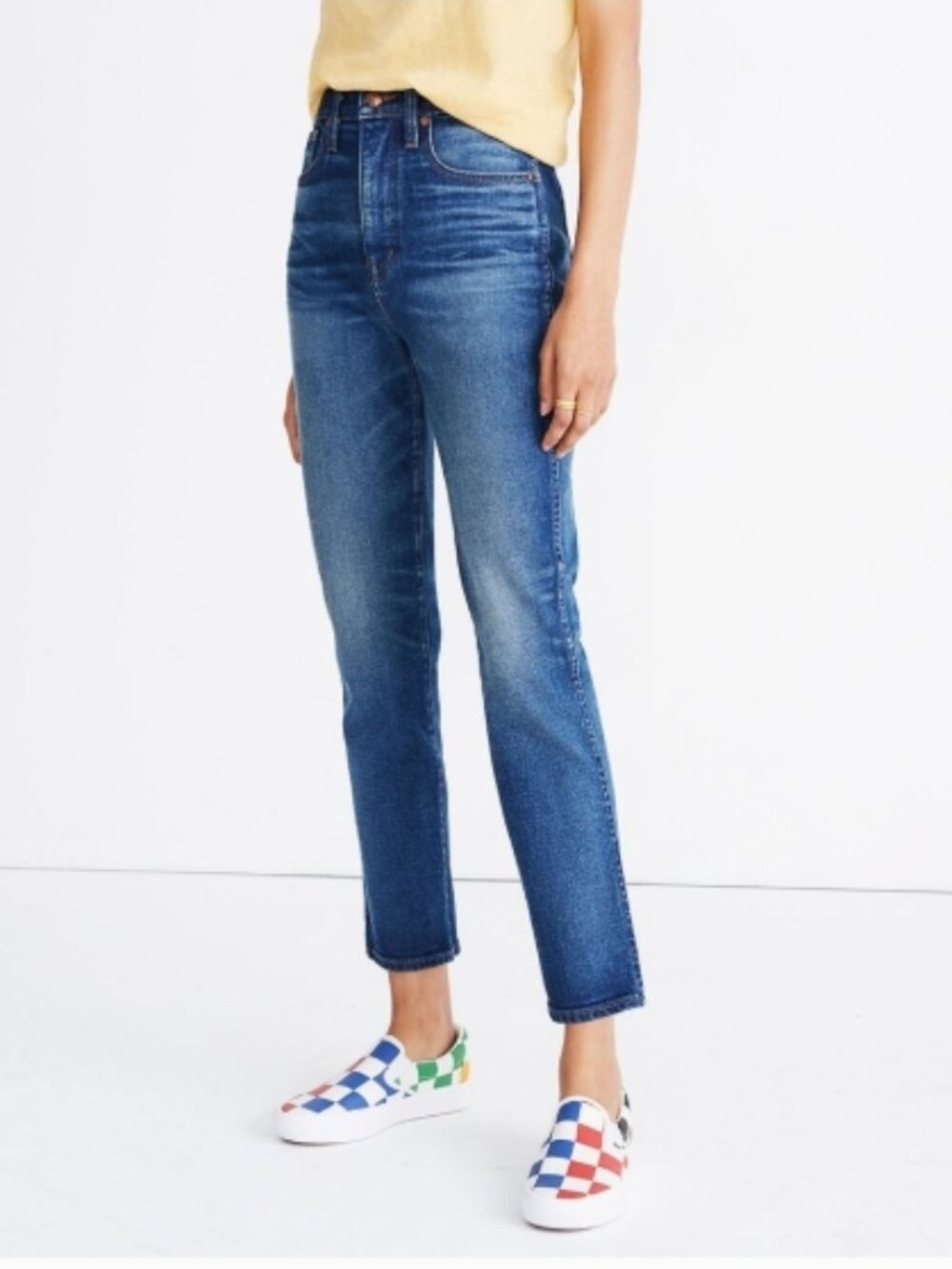 MADEWELL RIVET & THREAD High Rise Stovepipe Slim Straight Leg Womens 29 Med Wash